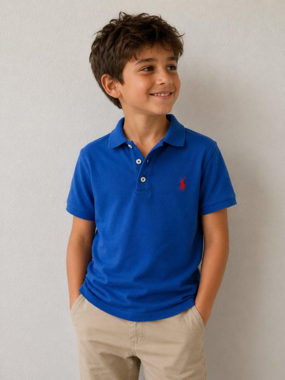 Polo Ralph Lauren Boys Royal Blue Slim Fit Polo Shirt Red Pony Logo Size S